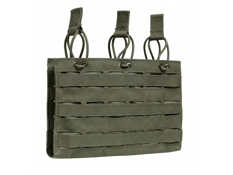 Air Raid Laser Cut MOLLE Olive Rifle Magazine Pouch Triple Mag Carrier, One Size Fits Most