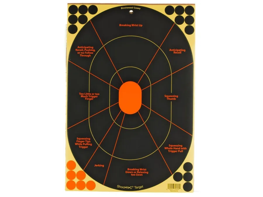 Birchwood Casey Birchwood Shoot-N-C Reactive Target Black/Yellow/Red 12x18 Oval Silhouette