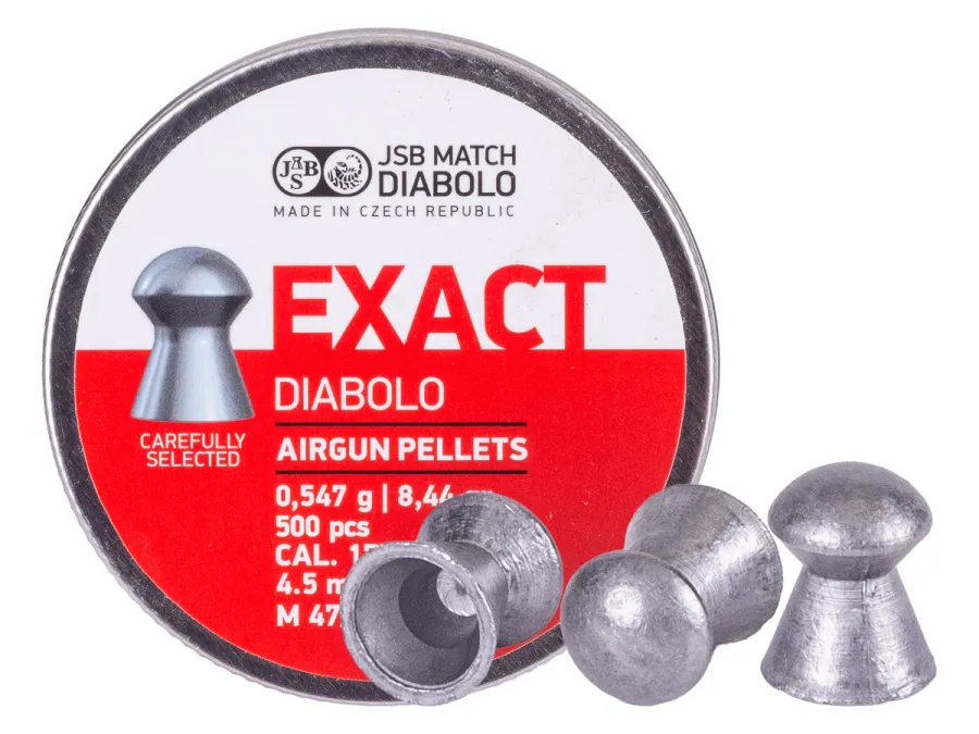 JSB Match Diabolo Exact.177 Cal, 8.44 Grains, Domed, 500ct, 4.50mm 0.177