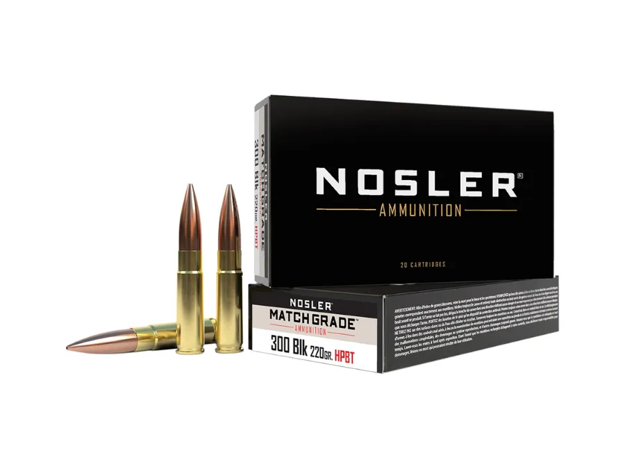Nosler Match Grade Rifle Rounds,.300 AAC Blackout, 20