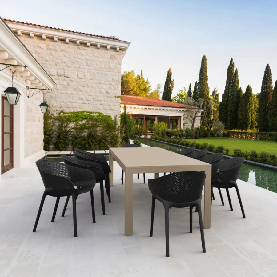 Siesta Sky Pro Dining Set 11 Piece - Taupe and Black
