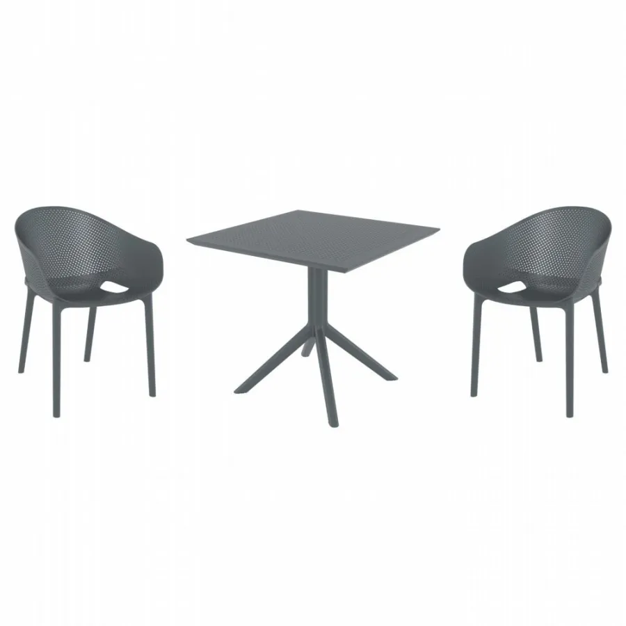 Siesta Sky Pro Dining Set with Sky 31" Square Table - Dark Gray