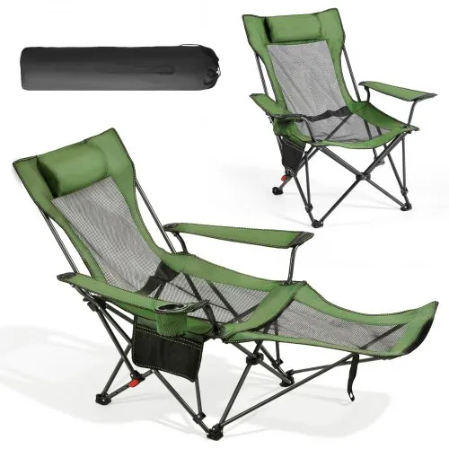 VEVOR Reclining Camping Chair, 4 Adjustable Positions, Portable Folding Lounger for Adults, Mesh Beach Chair…