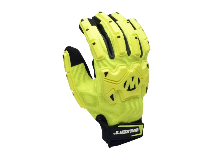 Walkers Hi-Viz 5-Finger Impact Resistant Poly Glove, Large
